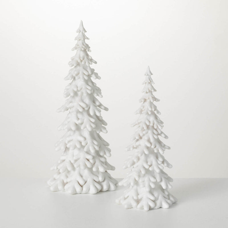 Snow Covered Pine Trees - Set of 2